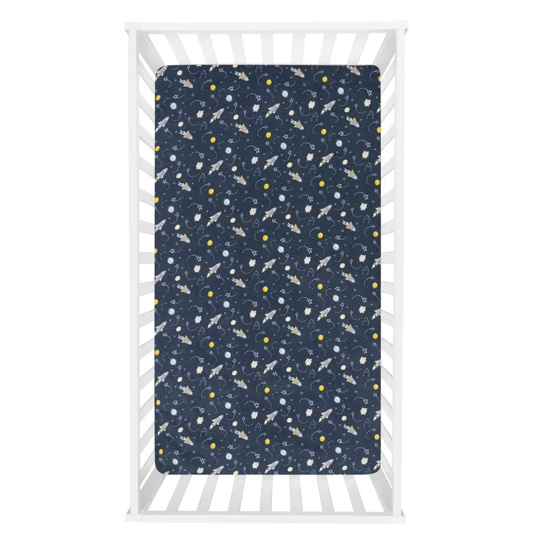 Trend Lab Microfiber Fitted Crib Sheet (2) - Rocket  - Clement