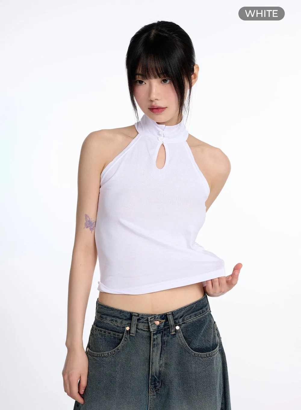 Turtleneck Sleeveless Crop Top CM415