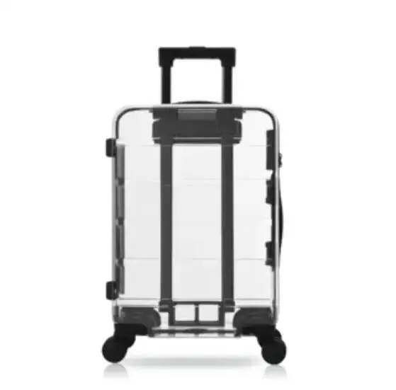 Unisex Transparent Rolling Luggage Travel Suitcase Trolley Bag On Wheels