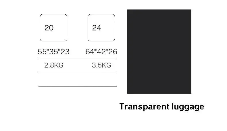 Unisex Transparent Rolling Luggage Travel Suitcase Trolley Bag On Wheels