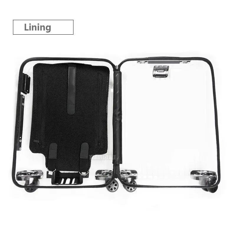 Unisex Transparent Rolling Luggage Travel Suitcase Trolley Bag On Wheels