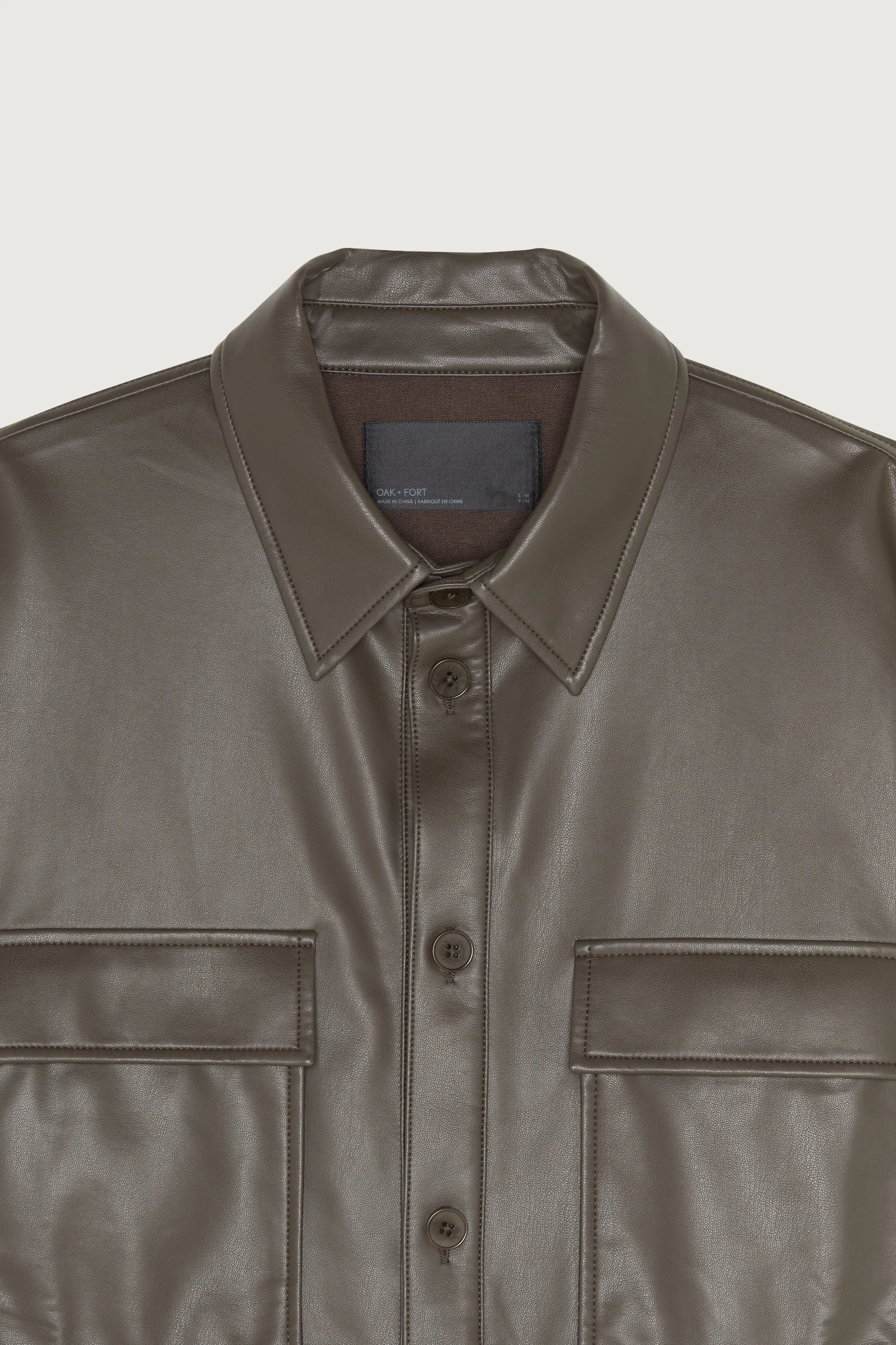 VEGAN LEATHER SHIRT JACKET