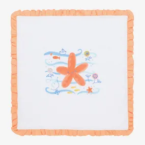 White & Orange Cotton Ocean Blanket