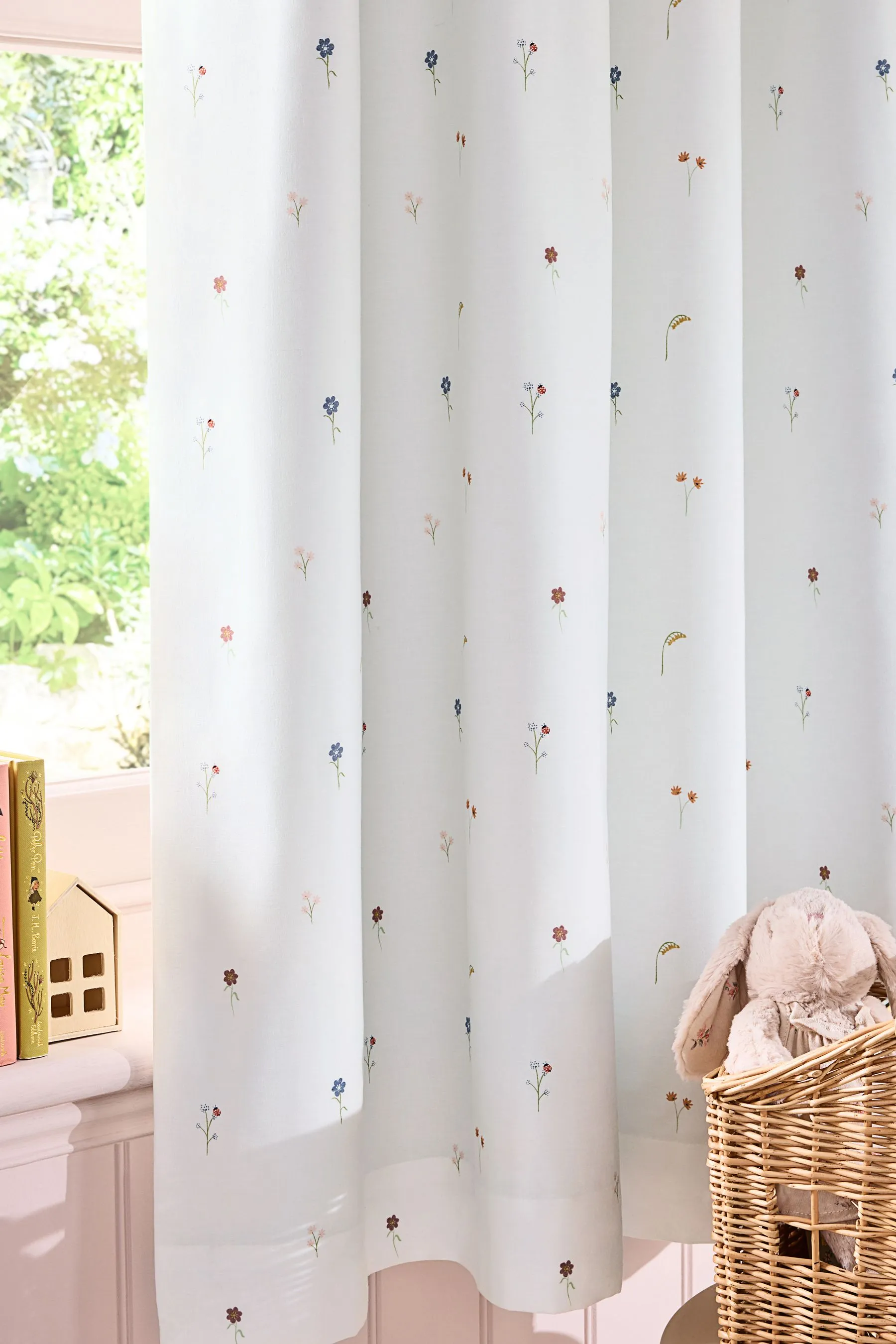 White Mini Floral Eyelet Blackout Curtains