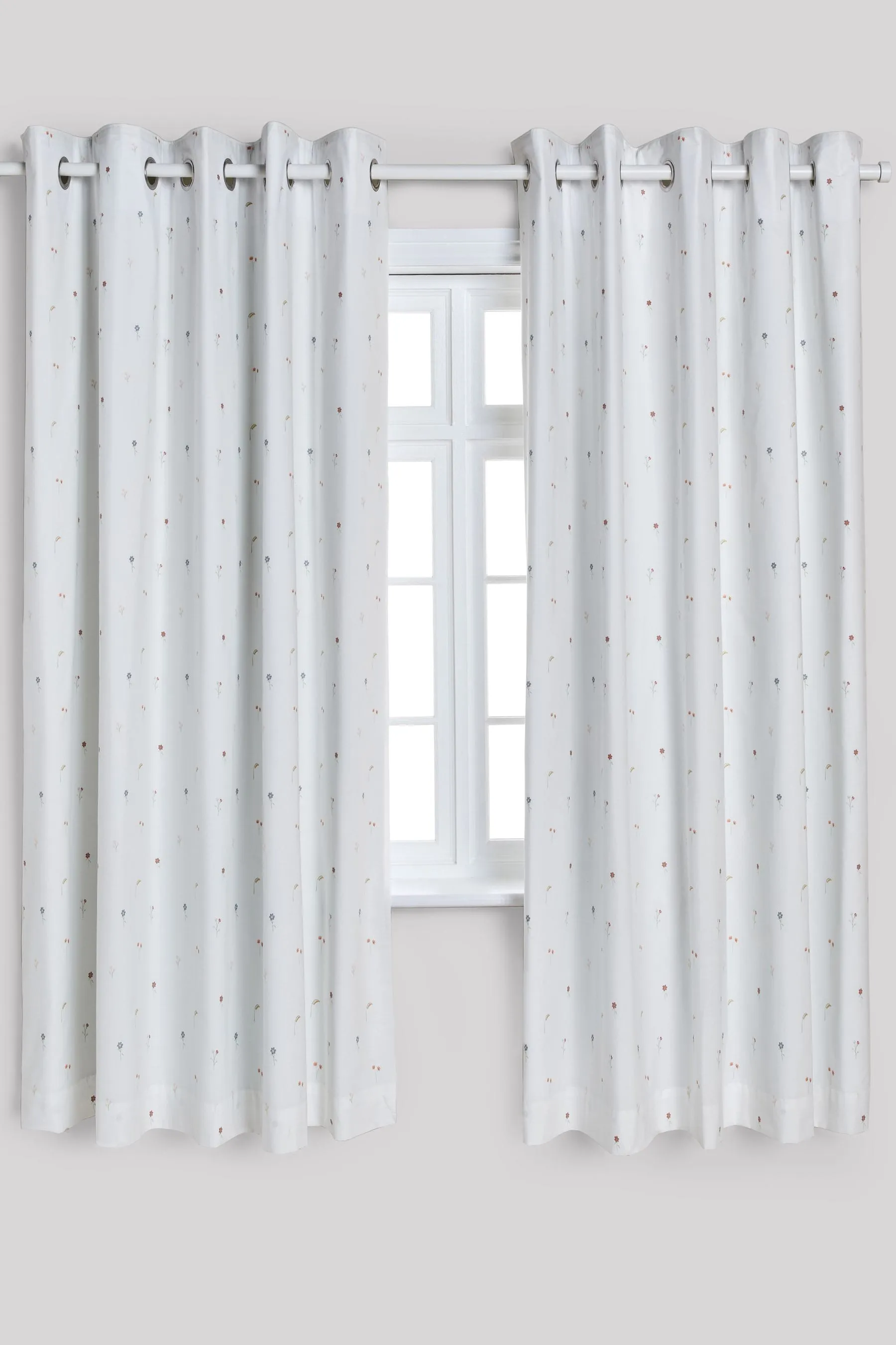 White Mini Floral Eyelet Blackout Curtains