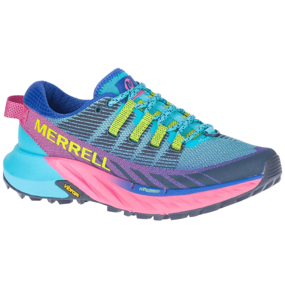 Women Merrell Agility Peak 4 Running Trainers in Blue Mix