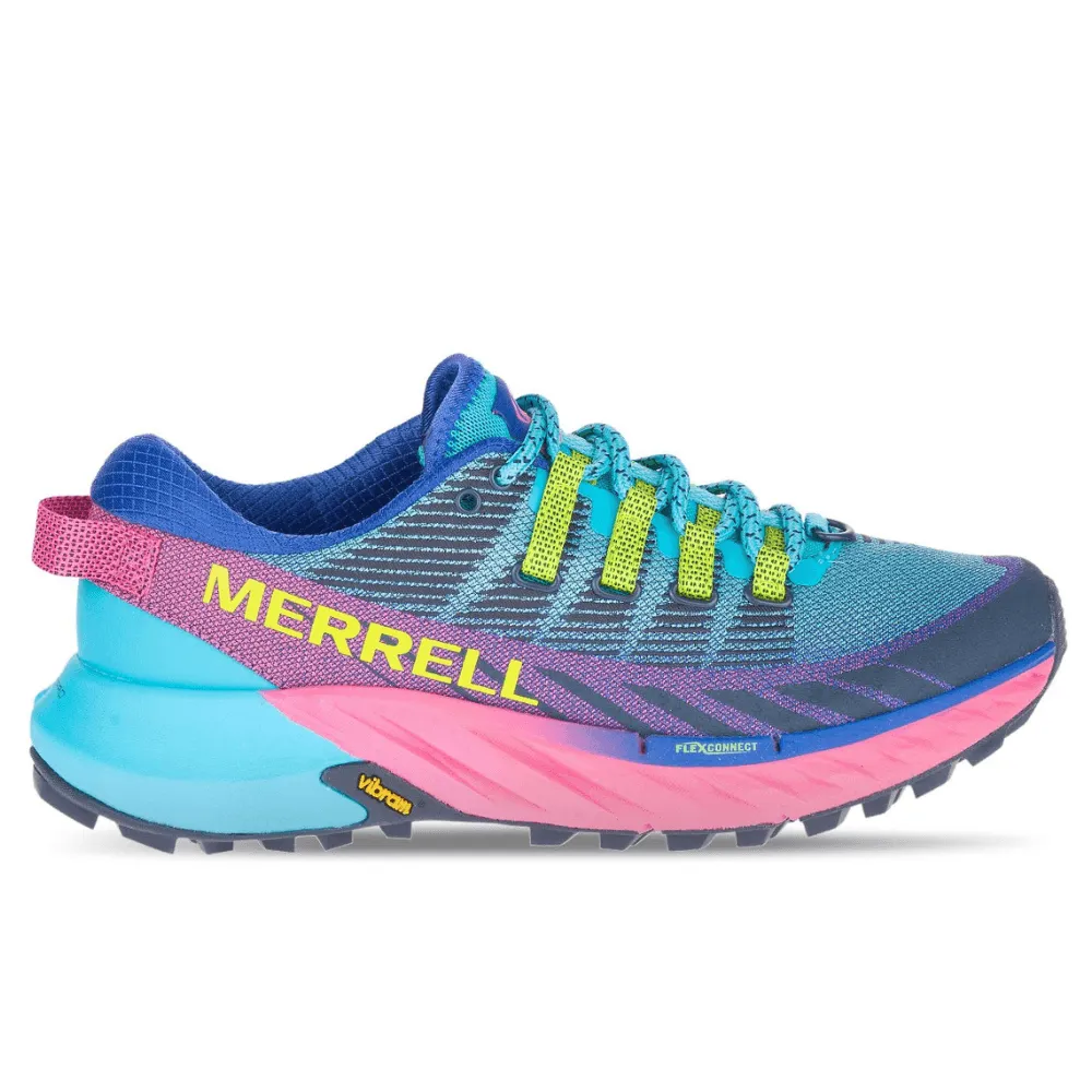 Women Merrell Agility Peak 4 Running Trainers in Blue Mix