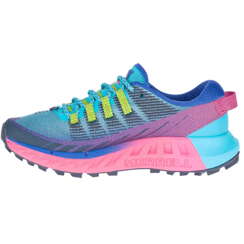 Women Merrell Agility Peak 4 Running Trainers in Blue Mix