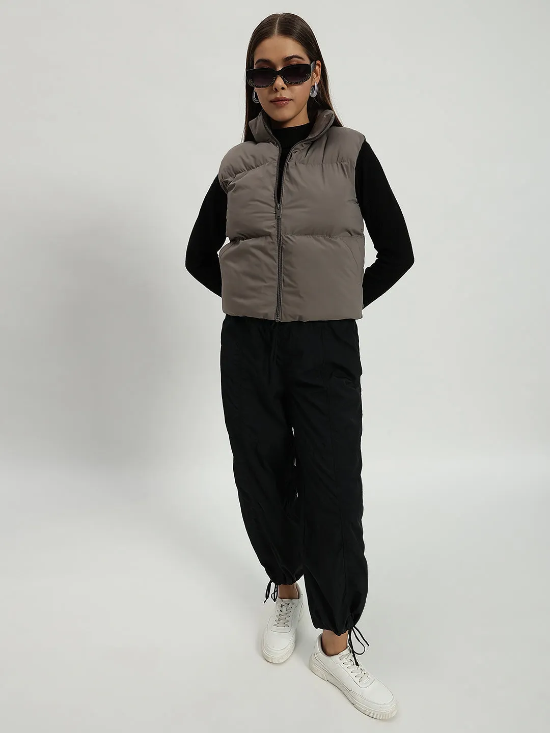 Women Puff Jacket-GREY