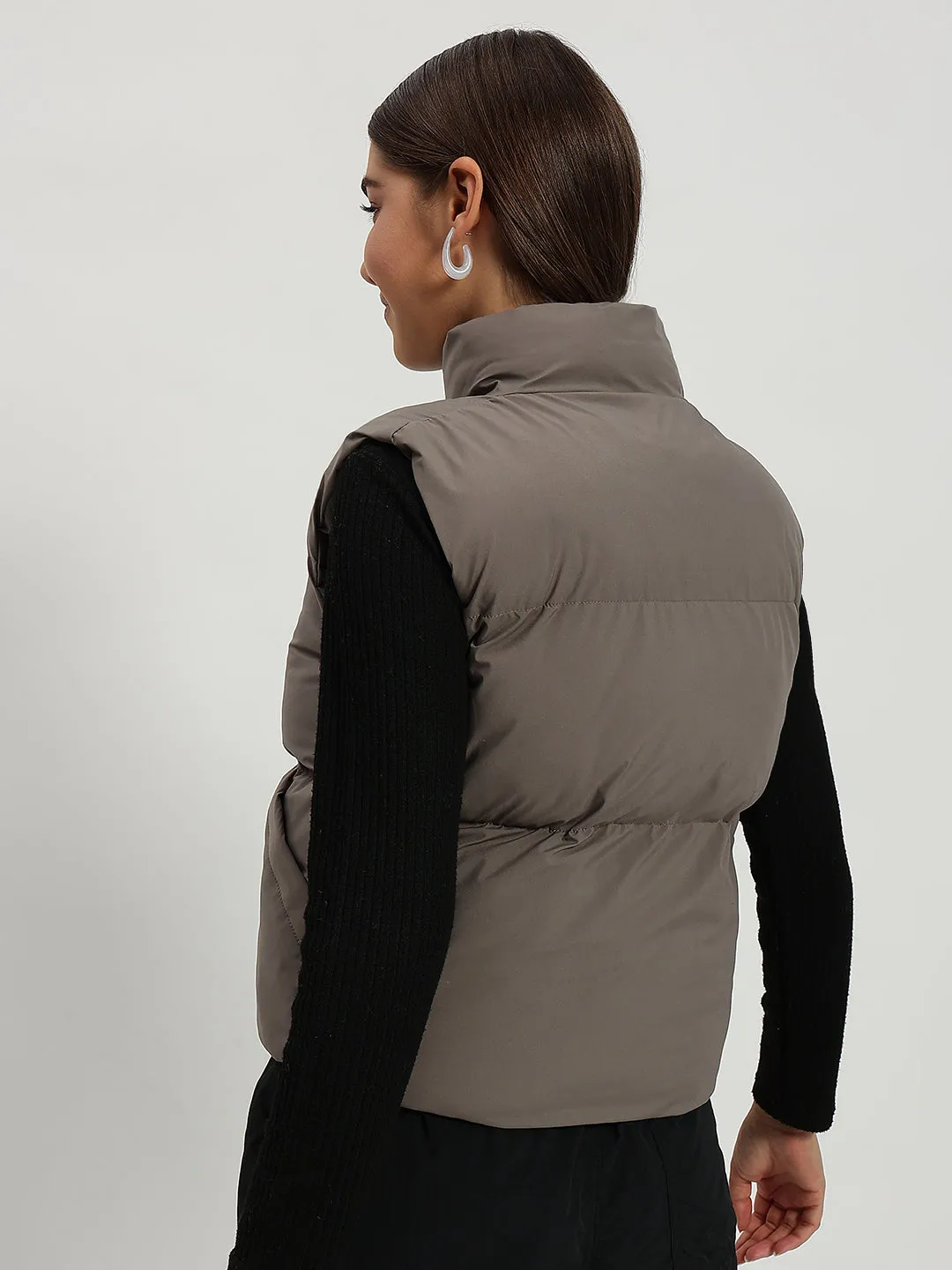 Women Puff Jacket-GREY