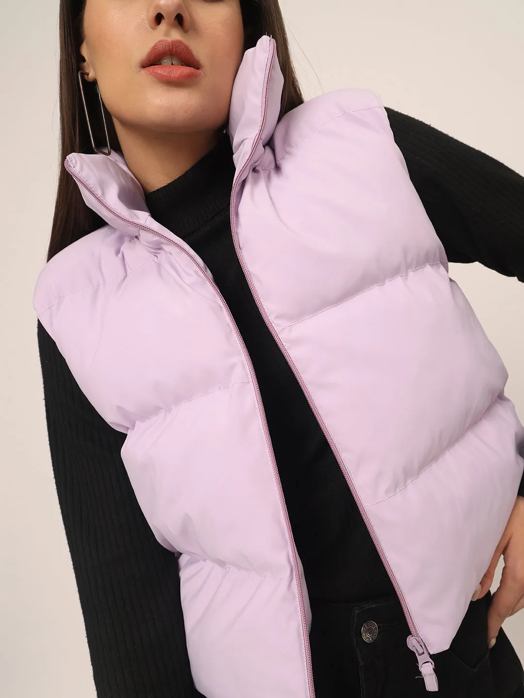 Women Puff Jacket-Lavender