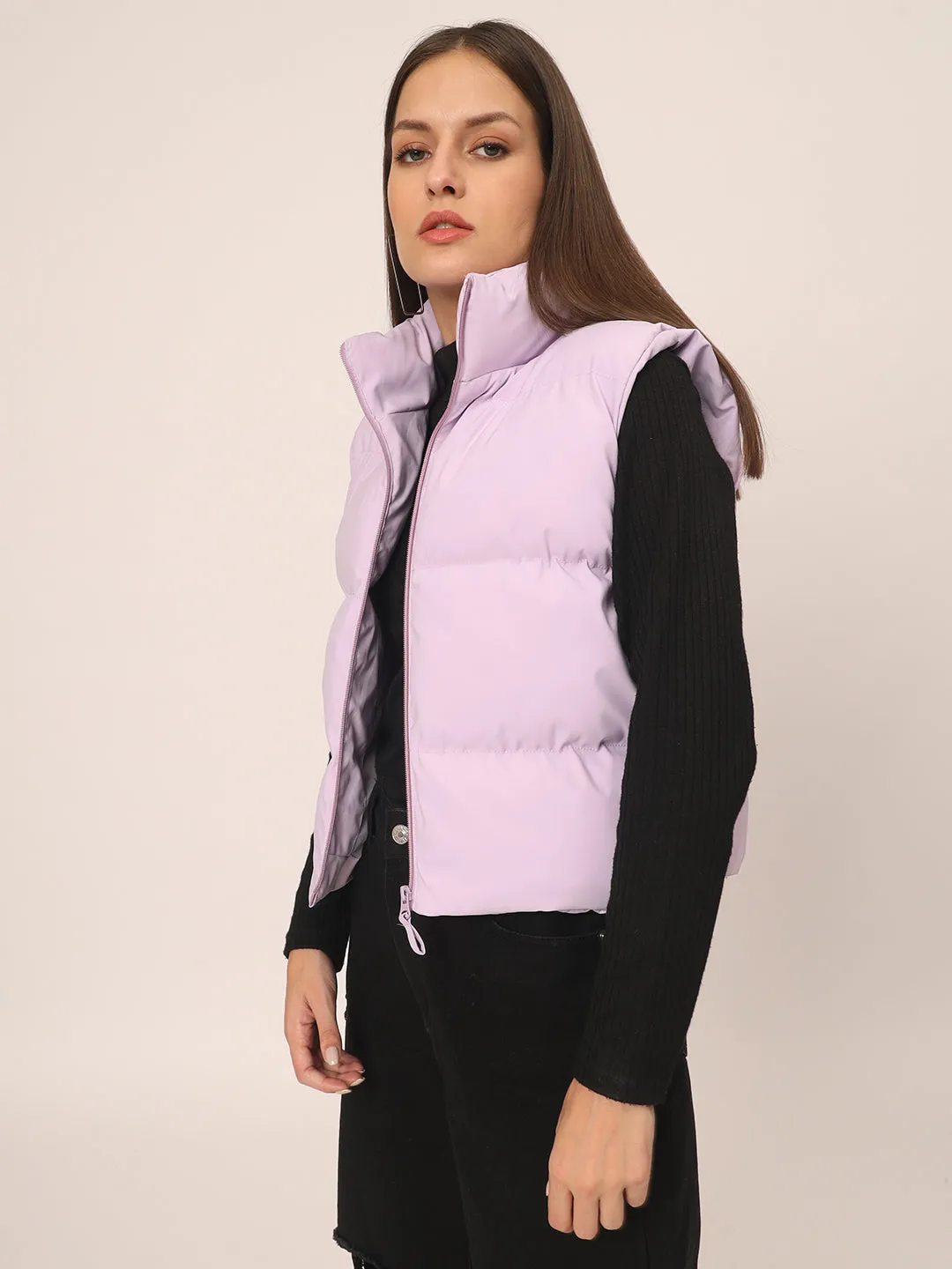 Women Puff Jacket-Lavender