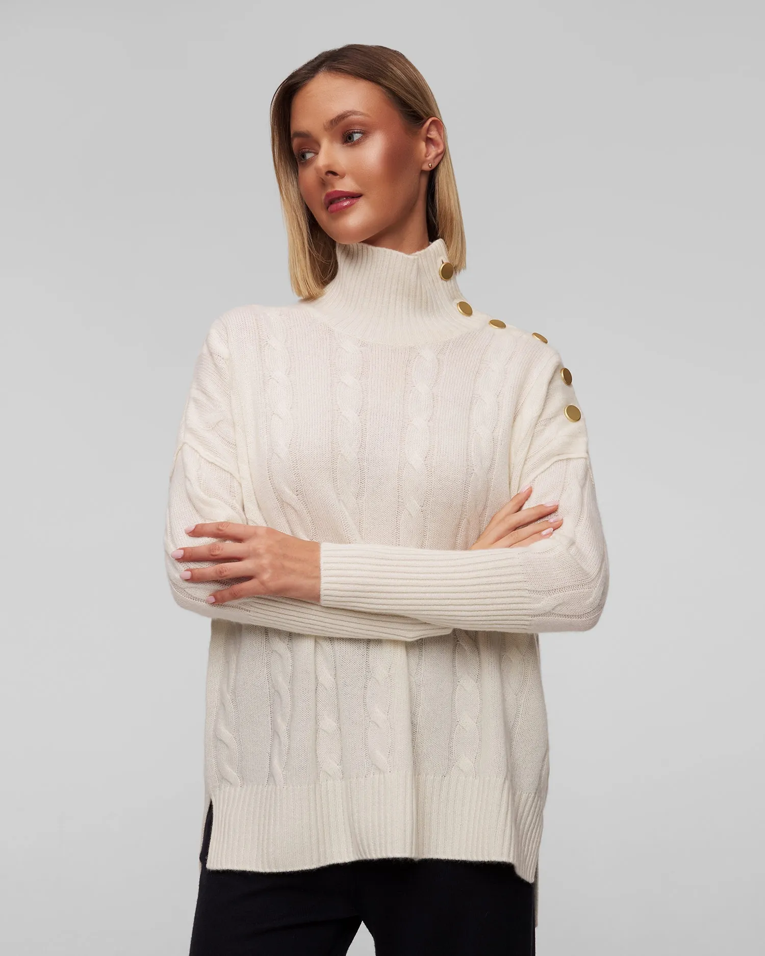 Women's white turtleneck Kujten Inko F3705-755