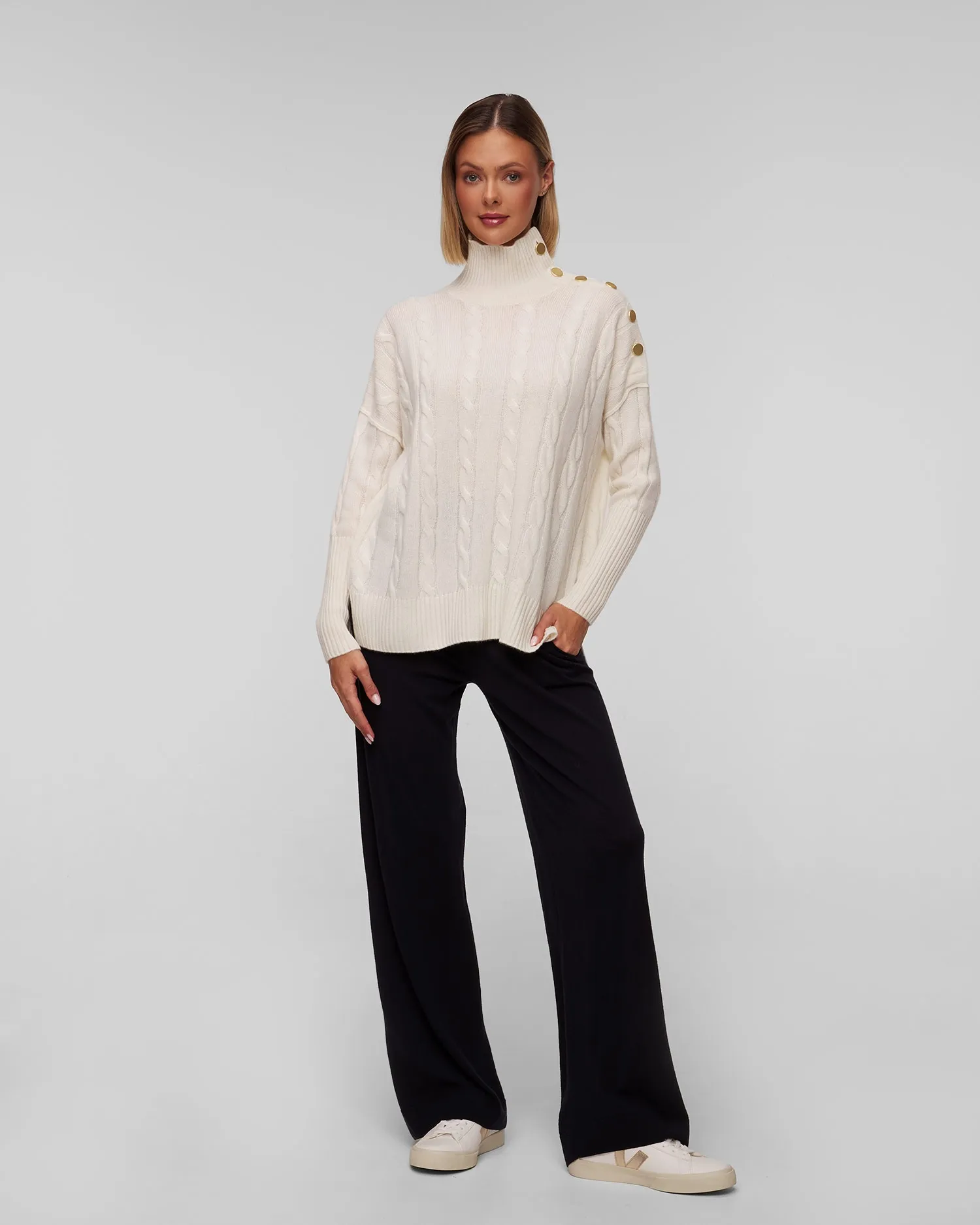 Women's white turtleneck Kujten Inko F3705-755