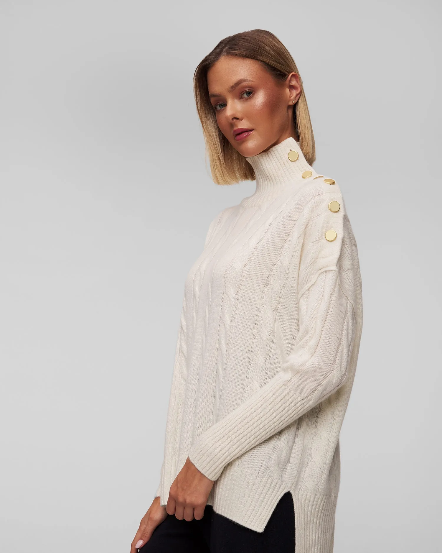 Women's white turtleneck Kujten Inko F3705-755