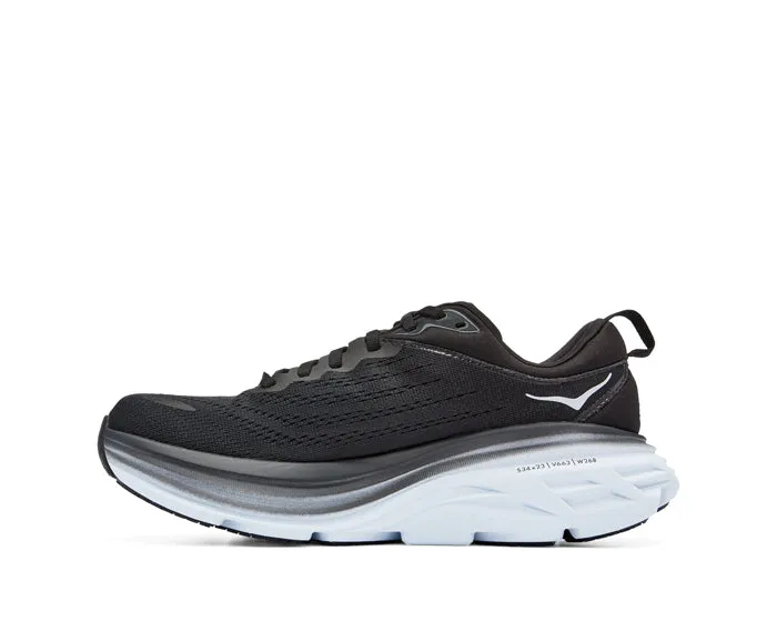 Womens Hoka Bondi 8 Wide Black/White