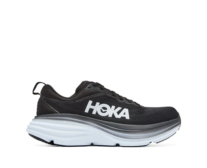 Womens Hoka Bondi 8 Wide Black/White